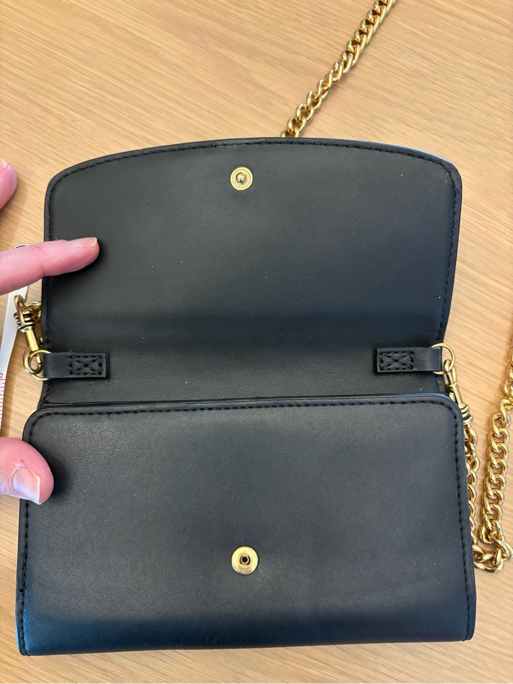 Banana Republic Black Leather Gold Chain Crossbody Wallet - Picture 5 of 6